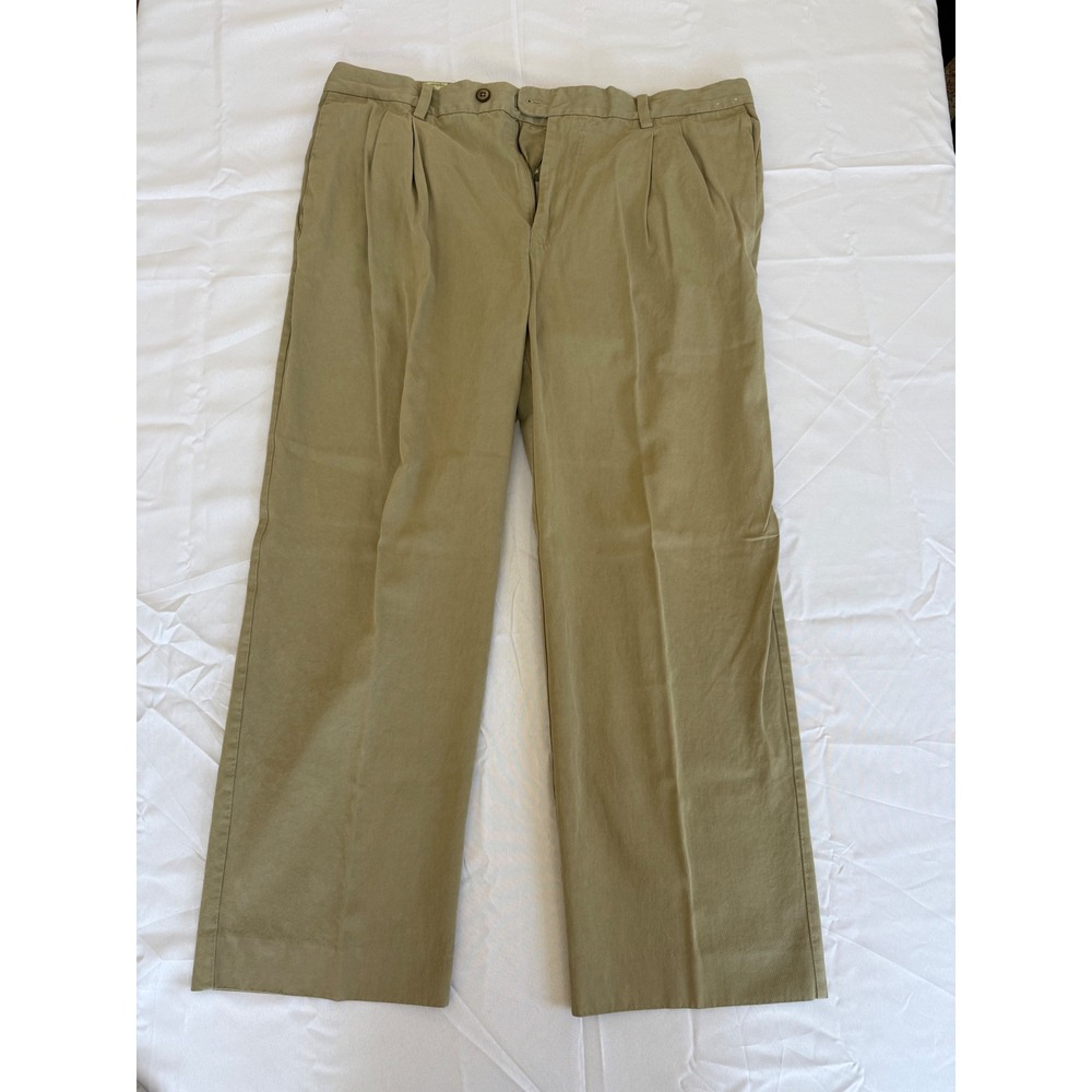 Tommy Bahama Pleated Chino Pants Mens 40x30 Khaki Good Relaxed Twill Trousers
